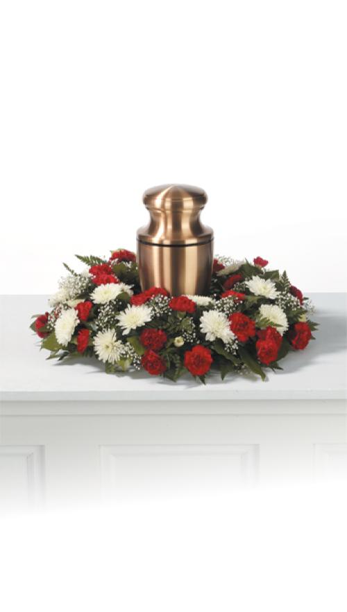 Red & White Urn Wreath