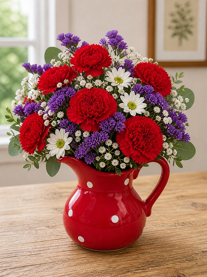 Pitcher of Blooms- Red