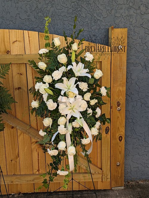 White Memorial Standing Spray