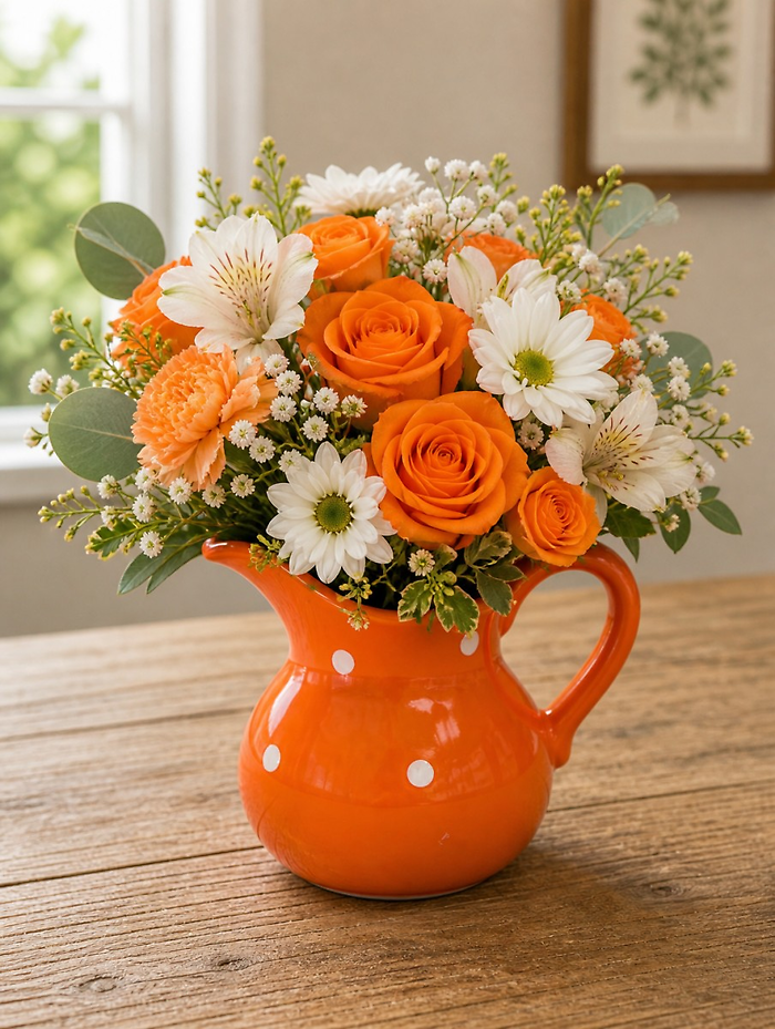 Pitcher of Blooms- Orange