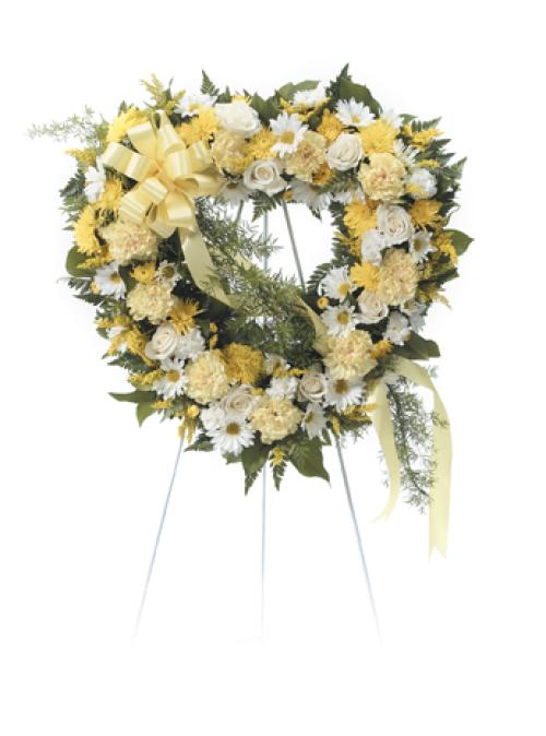 Yellow & White Heart Standing Spray